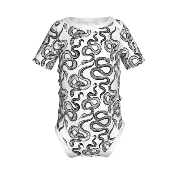 Yiaed Hand Drawn Snake Print Infant Climbing Short Sleeve Onesie One-Piece Baby Bodysuit Clothes 0-12 Months -6 Months