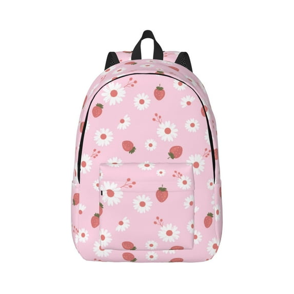 Yiaed Hand Drawn Strawberry Print Backpack, Premium Laptop Backpack, Travel Backpack for Women, Lightweight Backpacks, Comfortable Back Pack-Small