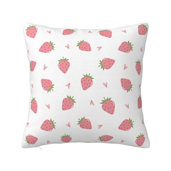 Yiaed Hand Drawn Strawberry Print Pillow Covers Super Soft Decorative Square Throw Pillow Covers Case Cushion Covers for Sofa Couch Bedroom Car Decor(No pillow core)-12"x12"