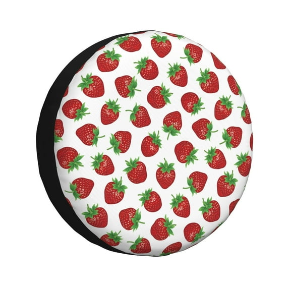 Yiaed Hand Drawn Strawberry Print Tire Wheel Cover, Waterproof Spare Tire Cover Fit for Jeep, Truck,Trailer, RV, SUV, Camper and Most Vehicle-15 inch