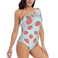 thumbnail image 1 of Yiaed Hand Drawn Strawberry Print Women One Piece Swimsuits Tummy Control One Shoulder Bathing Suits Pattern Ruffle Swimwear-X-Large, 1 of 8