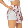 thumbnail image 1 of Yiaed Hand Drawn Strawberry Print Women's Running Shorts with Liner 3 Zipper Pockets Elastic Workout Athletic Gym Yoga Shorts-Medium, 1 of 7
