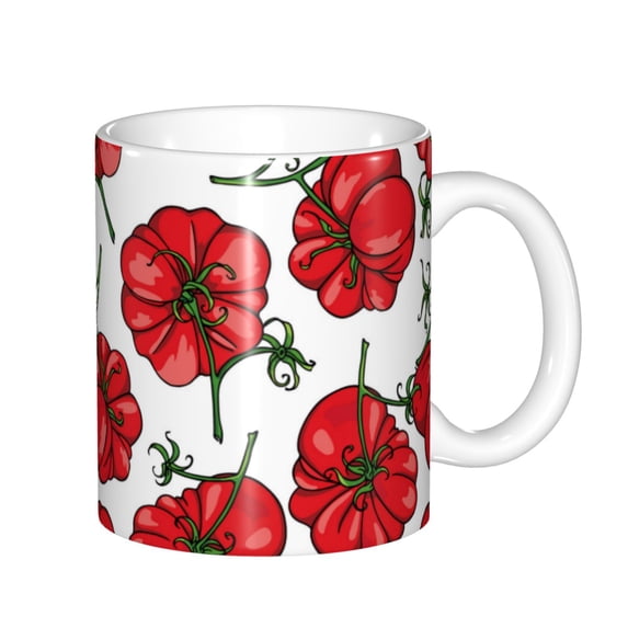 Yiaed Hand Drawn Tomatoes Print Ceramics Coffee,Large Handle Design,Extra Large Tea and Coffee Cup for Office and Home Mugs