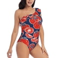 thumbnail image 1 of Yiaed Hand Drawn Tomatoes Print Women One Piece Swimsuits Tummy Control One Shoulder Bathing Suits Pattern Ruffle Swimwear-XX-Large, 1 of 8