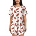thumbnail image 1 of Yiaed Hand Drawn Watermelon Print Short Sleeve Pajama Sets for Women Casual Crew Neck 2 Piece Lounge Sets Women's Short-Sleeved Pajama-3X-Large, 1 of 5