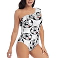 thumbnail image 1 of Yiaed Happy Football Print Women One Piece Swimsuits Tummy Control One Shoulder Bathing Suits Pattern Ruffle Swimwear-Small, 1 of 8