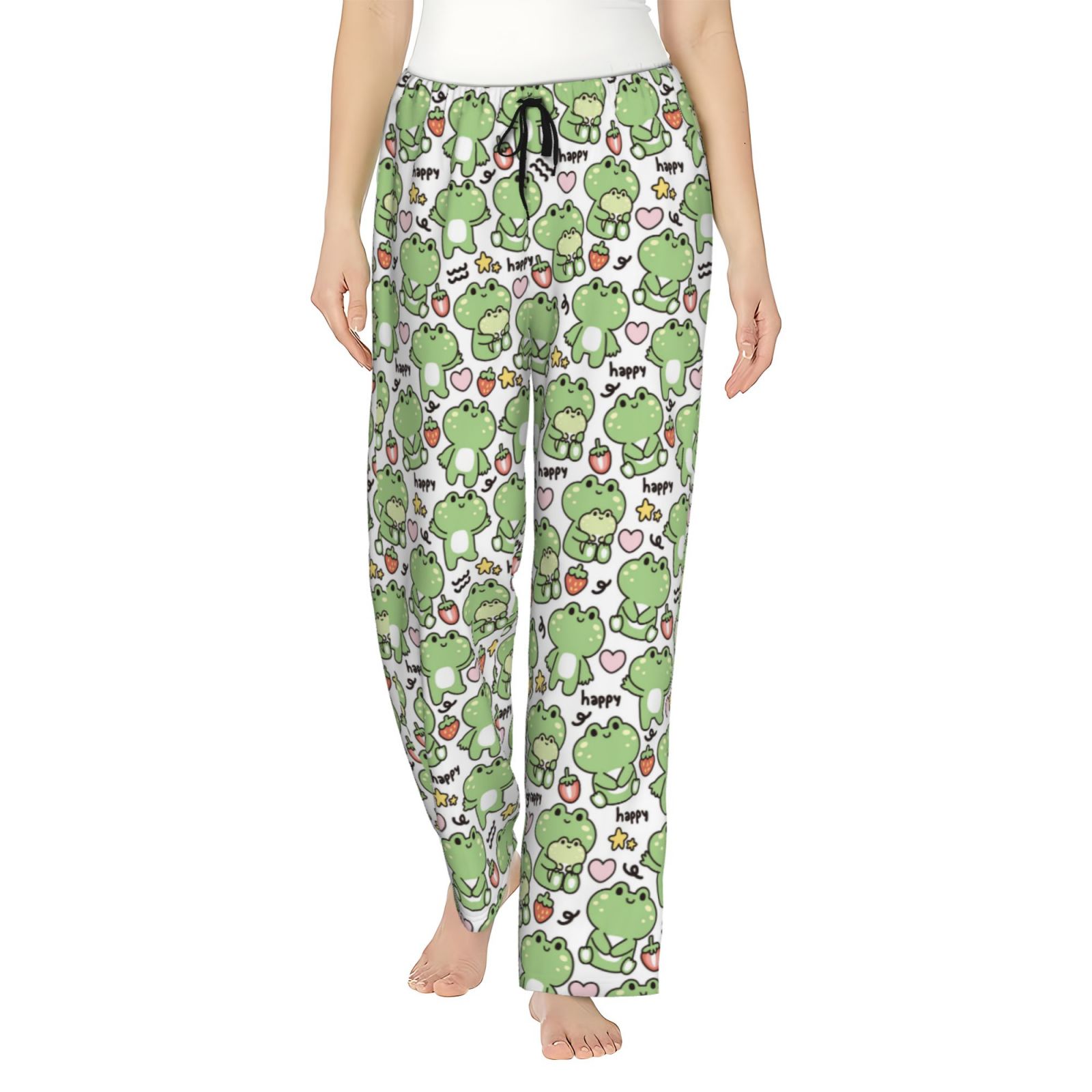 Yiaed Happy Frogs Print Womens Lounge Pants, Loose PJ Bottoms, Long ...