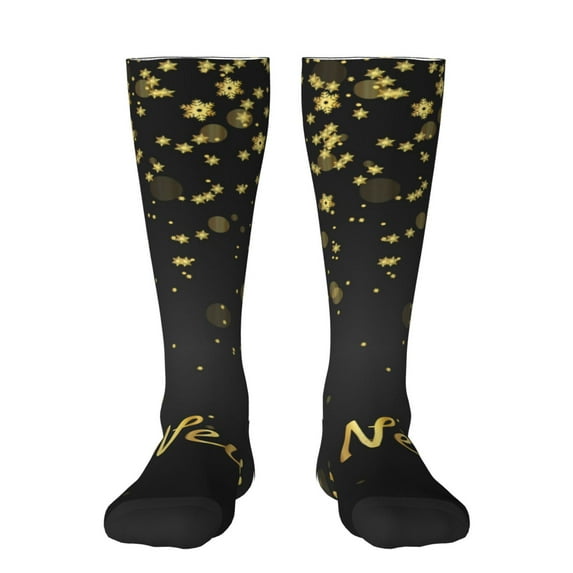 Yiaed Happy New Year Print Great elasticity Adult Stockings Sports socks for Men and Women