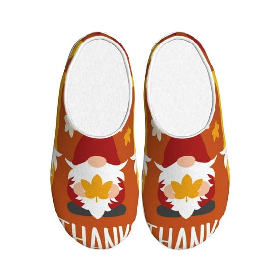 Yiaed Happy Thanksgiving Three Gnomes Print Slippers Fuzzy Warm Cozy Slippers Non Slip House Slippers For Indoor Outdoor Slippers House Slippers-13