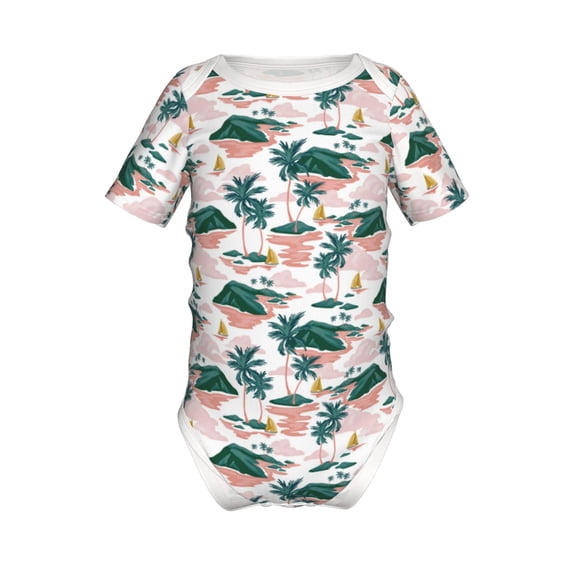 Yiaed Hawaii Palms Print Infant Climbing Short Sleeve Onesie One-Piece Baby Bodysuit Clothes 0-12 Months -9M