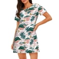 thumbnail image 1 of Yiaed Hawaii Palms Print Women's Loose-Fit Short Sleeve Nightgown, Soft and Comfortable Sleep Dress for Relaxation and Sleepwear, 1 of 6
