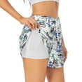 thumbnail image 1 of Yiaed Hawaii Palms Print Women's Running Shorts with Liner 3 Zipper Pockets Elastic Workout Athletic Gym Yoga Shorts-X-Large, 1 of 7