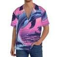 thumbnail image 1 of Yiaed Hawaiian Beach Dolphin Print Mens Casual Wrinkle Free Shirts Short Sleeve Button Down Summer Stretch Dress Shirt-Small, 1 of 5