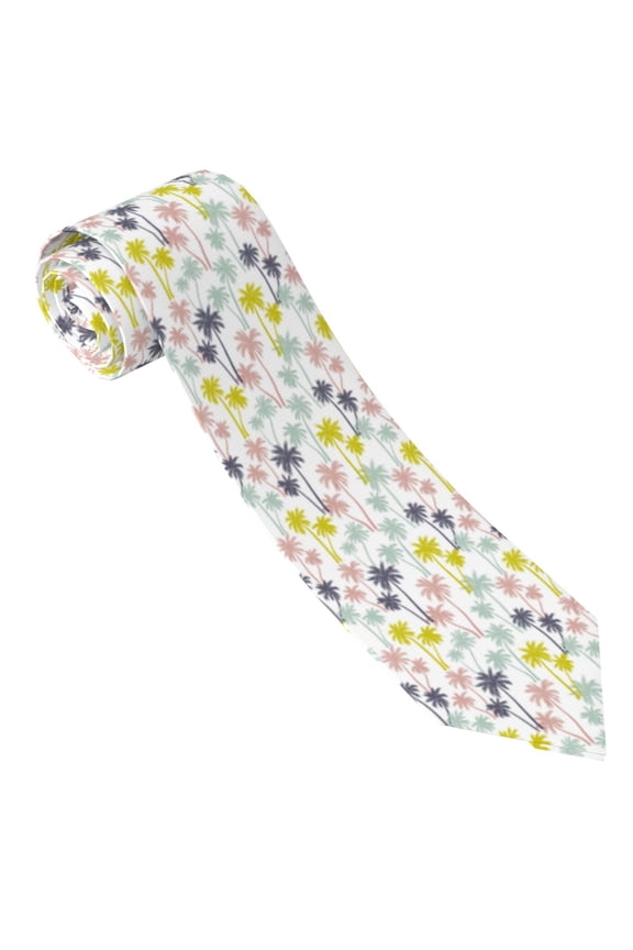 Hawaiian Coconut Tree Print Men's Ties Silk Business Necktie for Husband Father Valentine's day Father's Day Gift