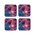 thumbnail image 1 of Yiaed Hawaiian Island Beach Shark Print Leather Coasters for Drinks - Cup Coasters Coffee Table Kitchen Table Bar, Home & Office Gifts Handmade Drink Coasters-Square, 1 of 6