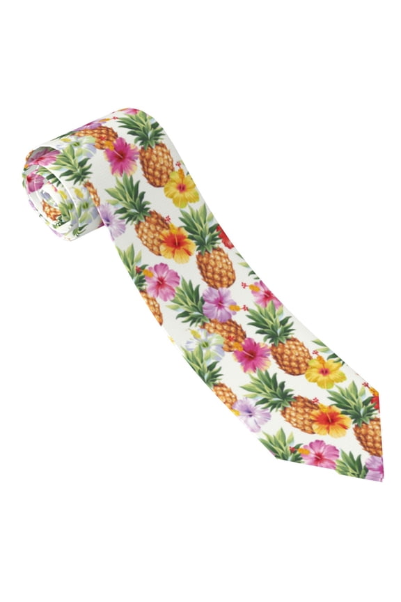 Hawaiian Pineappl Print Men's Ties Silk Business Necktie for Husband Father Valentine's day Father's Day Gift