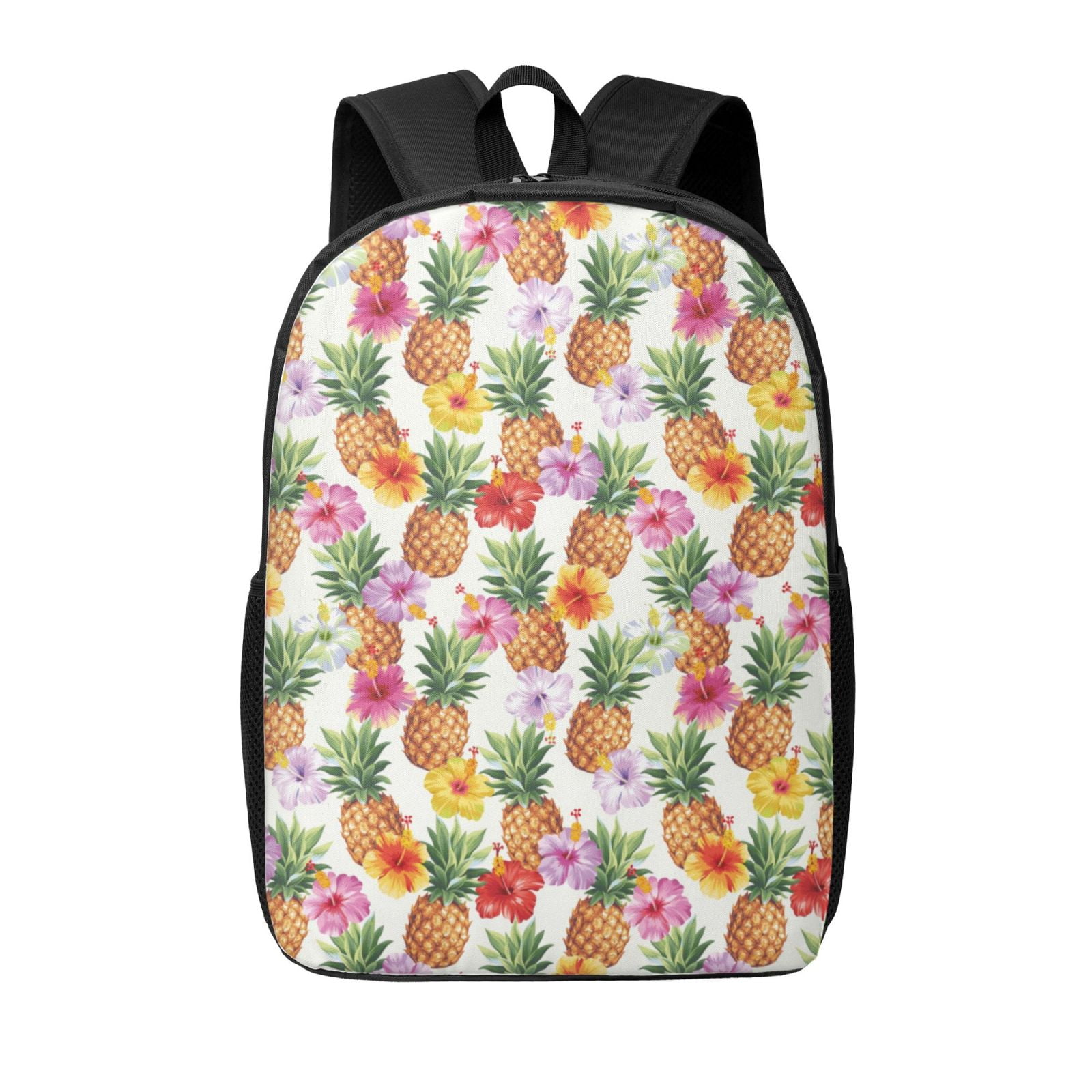 Yiaed Hawaiian Pineapples And Hibiscus Flowers Print Travel Laptop Backpack, 17 Inch Extra Large