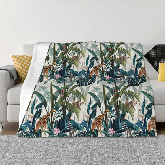Yiaed Hawaiian Style Print Blanket Throw Blanket Soft Cozy Flannel Blanket for Home Bed Sofa Couch Chair-80"x60"