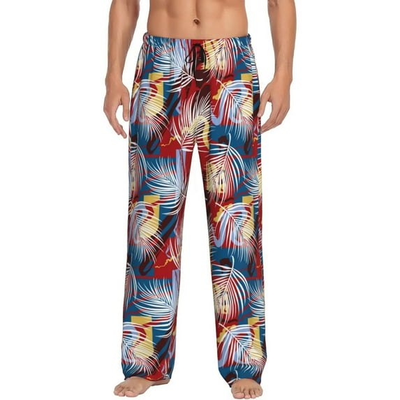 Yiaed Hawaiian Style Print Men's Lounge Pants, Loose PJ Bottoms, Long Pajama Pants for Men-XX-Large