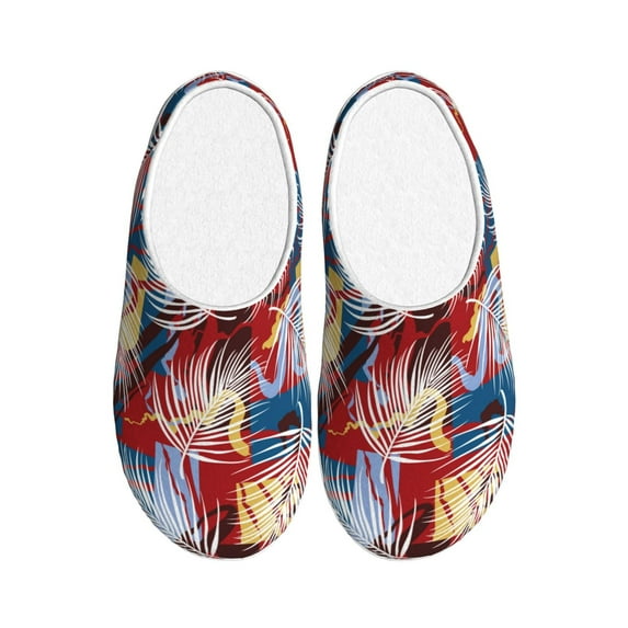 Yiaed Hawaiian Style Print Slippers Fuzzy Warm Cozy Slippers Non Slip House Slippers For Indoor Outdoor Slippers House Slippers-46/47