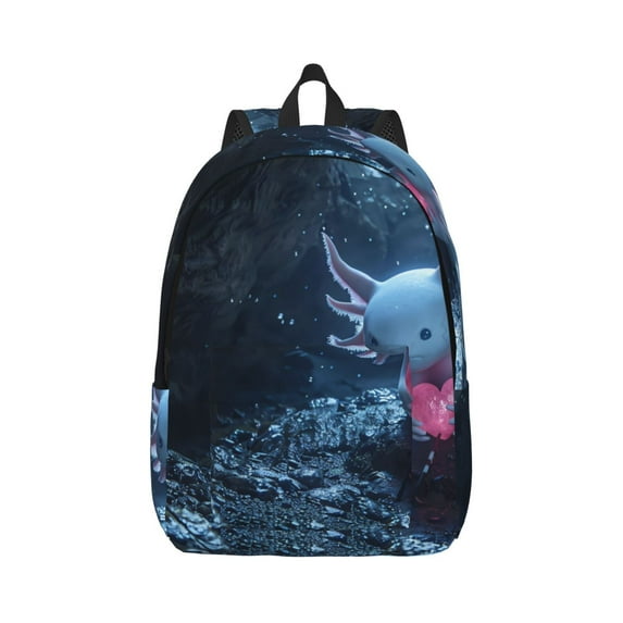 Yiaed Heart Axolotl Print Backpack, Premium Laptop Backpack, Travel Backpack for Women, Lightweight Backpacks, Comfortable Back Pack-Small