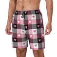 thumbnail image 1 of Yiaed Heart Plaid Print Mens Swim Trunks Bathing Suit Compression Liner Beach Swim Shorts Swimwear Quick Dry Zipper Pocket No-Chafing Board Short-, 1 of 6
