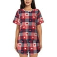 thumbnail image 1 of Yiaed Heart Plaid Print Short Sleeve Pajama Sets for Women Casual Crew Neck 2 Piece Lounge Sets Women's Short-Sleeved Pajama-Small, 1 of 5