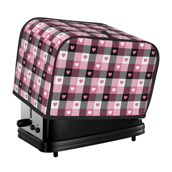 Yiaed Heart Plaid Print Two Slice Bread Machine Cover, Universal Size Kitchen Appliance Cover for Bread Machine,Bread Machine Cover