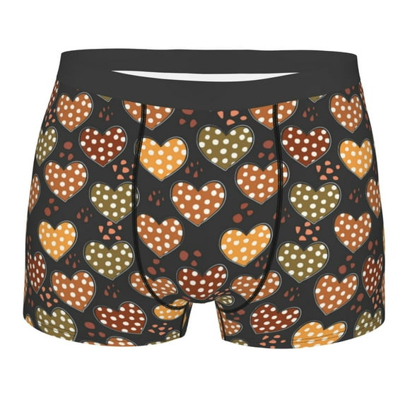 Yiaed Heart Print Men's Soft Cotton Boxer Shorts Breathable Boxers Underwear Moisture-Wicking Underwear Stretch Boxer Briefs for Man-XX-Large