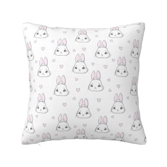 Yiaed Heart Rabbit Print Pillow Covers Super Soft Decorative Square Throw Pillow Covers Case Cushion Covers for Sofa Couch Bedroom Car Decor(No pillow core)-24"x24"