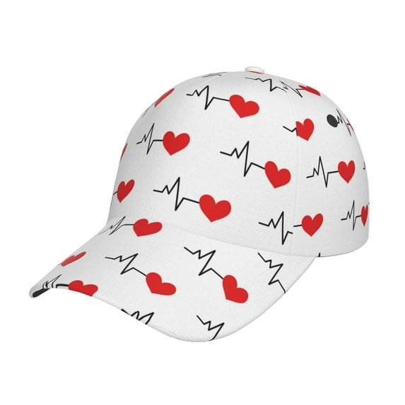 Yiaed Heartbeat Symbol Print Cap Adjustable Size for Running Workouts and Outdoor Activities All Seasons