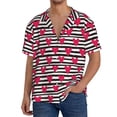 thumbnail image 1 of Yiaed Hearts And Lines Print Mens Casual Wrinkle Free Shirts Short Sleeve Button Down Summer Stretch Dress Shirt-4X-Large, 1 of 5