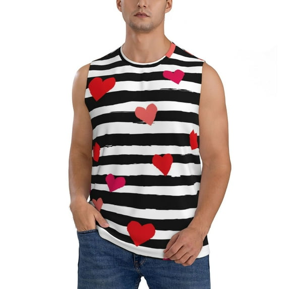 Yiaed Hearts And Lines1 Print Men's Singlet Vests Summer Running Muscle Tank Tops Gym Undershirt Round Neck Sleeveless for man