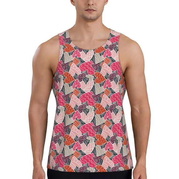Yiaed Hearts for Valentines day Print Mens Compression Shirt Slimming Body Shaper Vest Workout Tank Tops Abs Abdomen Undershirts-Large