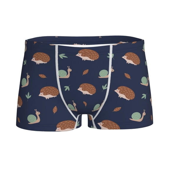 Yiaed Hedgehog And Snail Print Boys' Boxer Briefs Cotton Casual Stretch Comfort Boys Boxers - Kids Boxer Briefs Underwear for Boys (6-18)-Medium