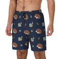thumbnail image 1 of Yiaed Hedgehog And Snail Print Mens Swim Trunks Bathing Suit Compression Liner Beach Swim Shorts Swimwear Quick Dry Zipper Pocket No-Chafing Board Short-Large, 1 of 6