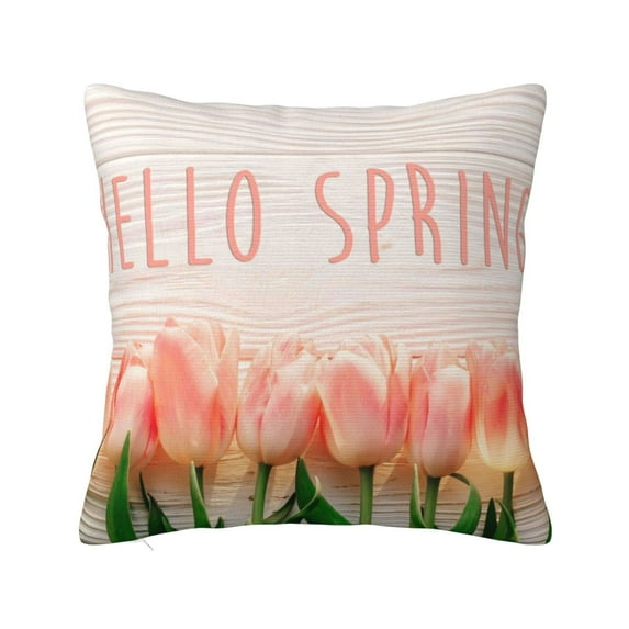 Yiaed Hello Spring Print Pillow Covers Super Soft Decorative Square Throw Pillow Covers Case Cushion Covers for Sofa Couch Bedroom Car Decor(No pillow core)-16"x16"