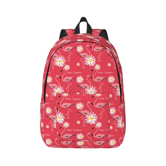 Yiaed Hello Summer Flamingo Print Backpack, Premium Laptop Backpack, Travel Backpack for Women, Lightweight Backpacks, Comfortable Back Pack-Small