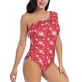 thumbnail image 1 of Yiaed Hello Summer Flamingo Print Women One Piece Swimsuits Tummy Control One Shoulder Bathing Suits Pattern Ruffle Swimwear-Large, 1 of 8
