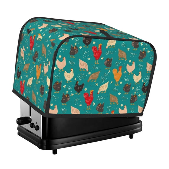 Yiaed Hens And Rooster Print Two Slice Bread Machine Cover, Universal Size Kitchen Appliance Cover for Bread Machine,Bread Machine Cover