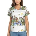 thumbnail image 1 of Yiaed Herbs and Wildflowers Print Women's T Shirt V-Neck Short Sleeve Shirt Casual Breathable Tee Summer Tops-XX-Large, 1 of 5
