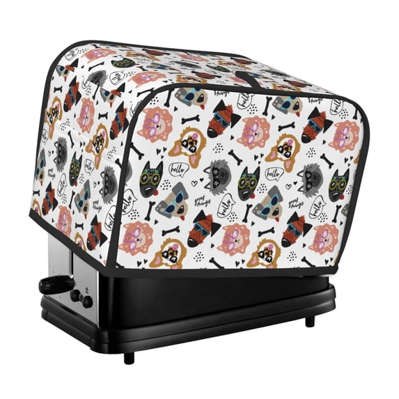 Yiaed Hip Hop Dog Print Two Slice Bread Machine Cover, Universal Size Kitchen Appliance Cover for Bread Machine,Bread Machine Cover