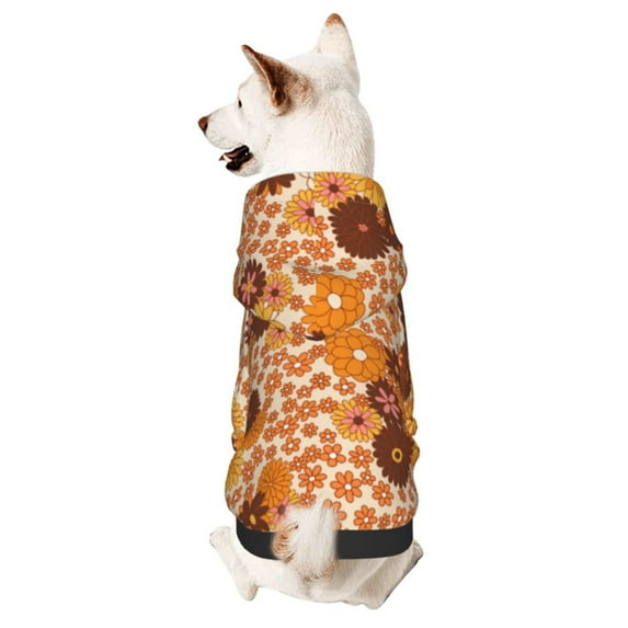 Yiaed Hippie Ditsy Floral Print Dog Hoodie Security Pet Dog Costume Pets Dog Hoodie Sweatshirt with Pocket for Small Dogs-Small