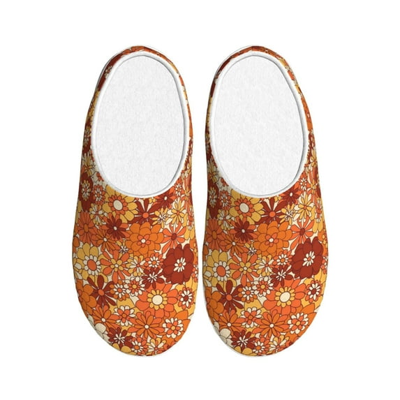 Yiaed Hippie Flower Print Slippers Fuzzy Warm Cozy Slippers Non Slip House Slippers For Indoor Outdoor Slippers House Slippers-11
