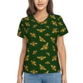 thumbnail image 1 of Yiaed Hohey Bee Print Women's T Shirt V-Neck Short Sleeve Shirt Casual Breathable Tee Summer Tops-Small, 1 of 5