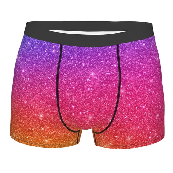 Yiaed Holiday Shiny Print Men's Soft Cotton Boxer Shorts Breathable Boxers Underwear Moisture-Wicking Underwear Stretch Boxer Briefs for Man-Large