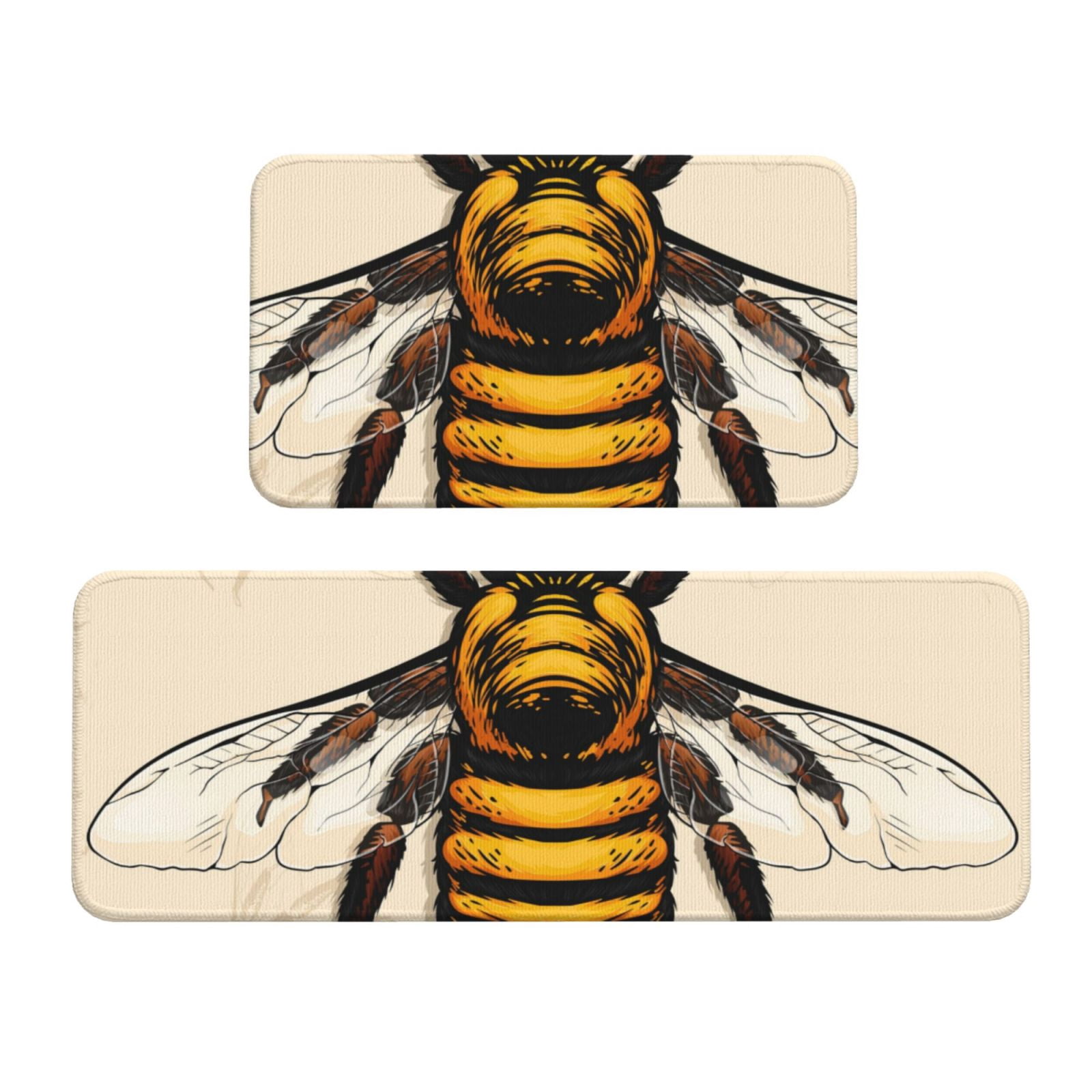 Bee Kitchen Rug Yiaed Honey Bee Kitchen Rugs Sets of 2 Kitchen Mats Cushioned Anti ...