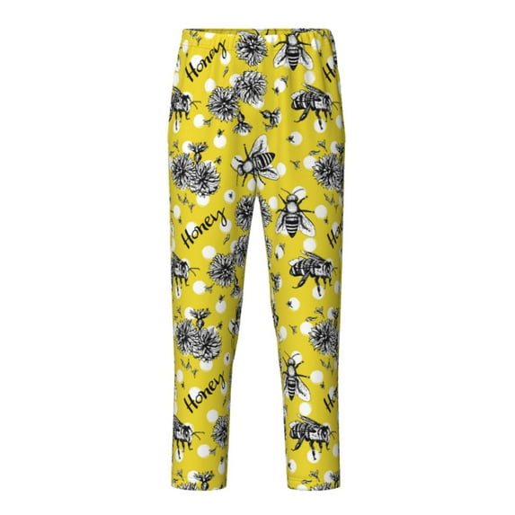 Yiaed Honeybee Print Teenagers' Lounge Pants, Loose PJ Bottoms, Long Pajama Pants for Men-Small