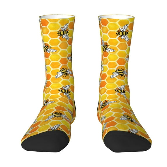 Yiaed Honeycombs Print Great elasticity Crew Socks Sports socks for Men and Women