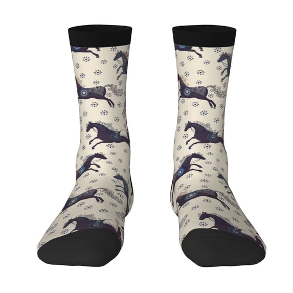 Yiaed Horse Print Great elasticity Crew Socks Sports socks for Men and Women
